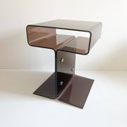 Side table or bedside table, smoked Altuglas, Michel Dumas, 1970s.