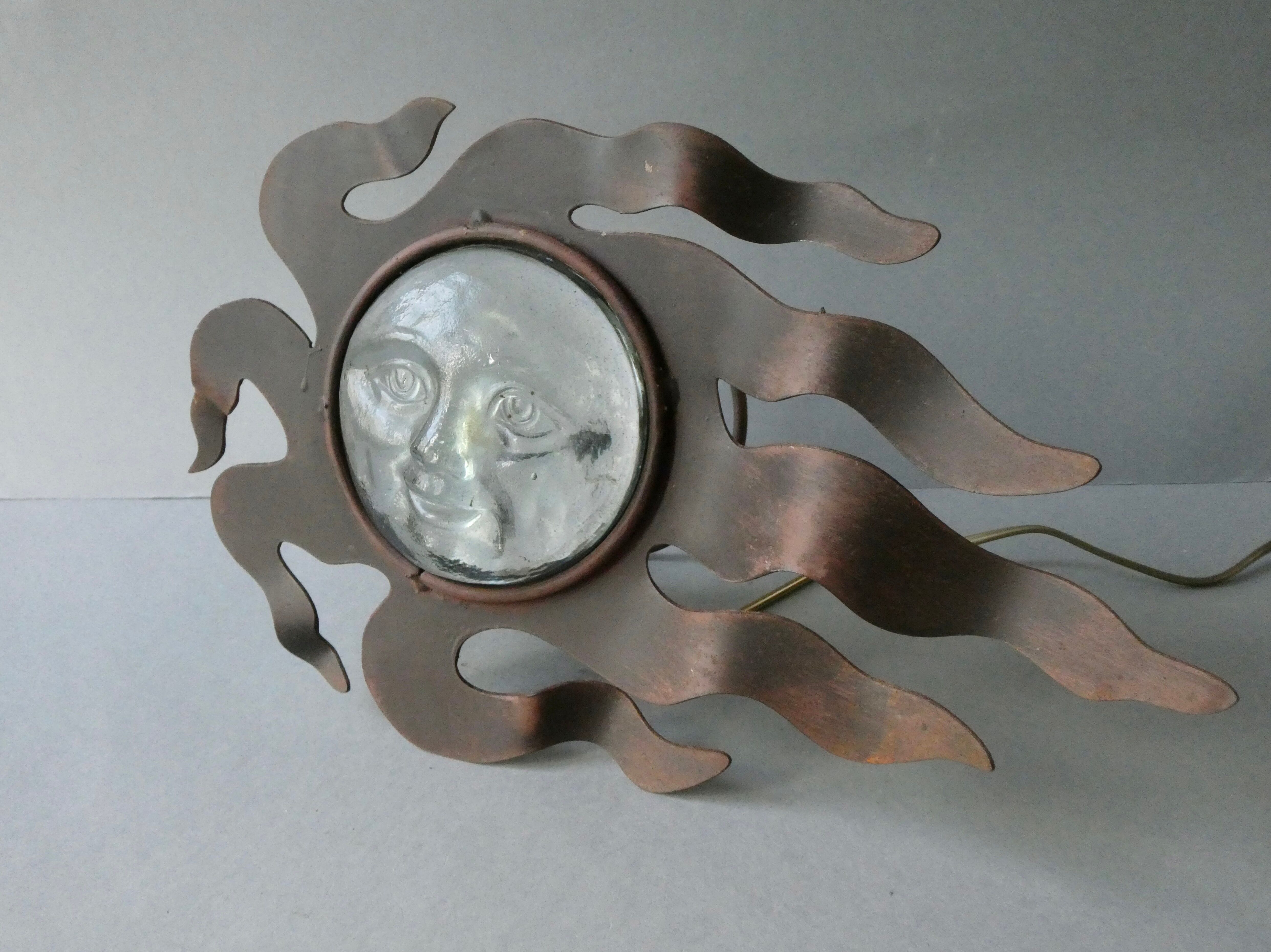 Sun lamp in metal and glass of the 80s