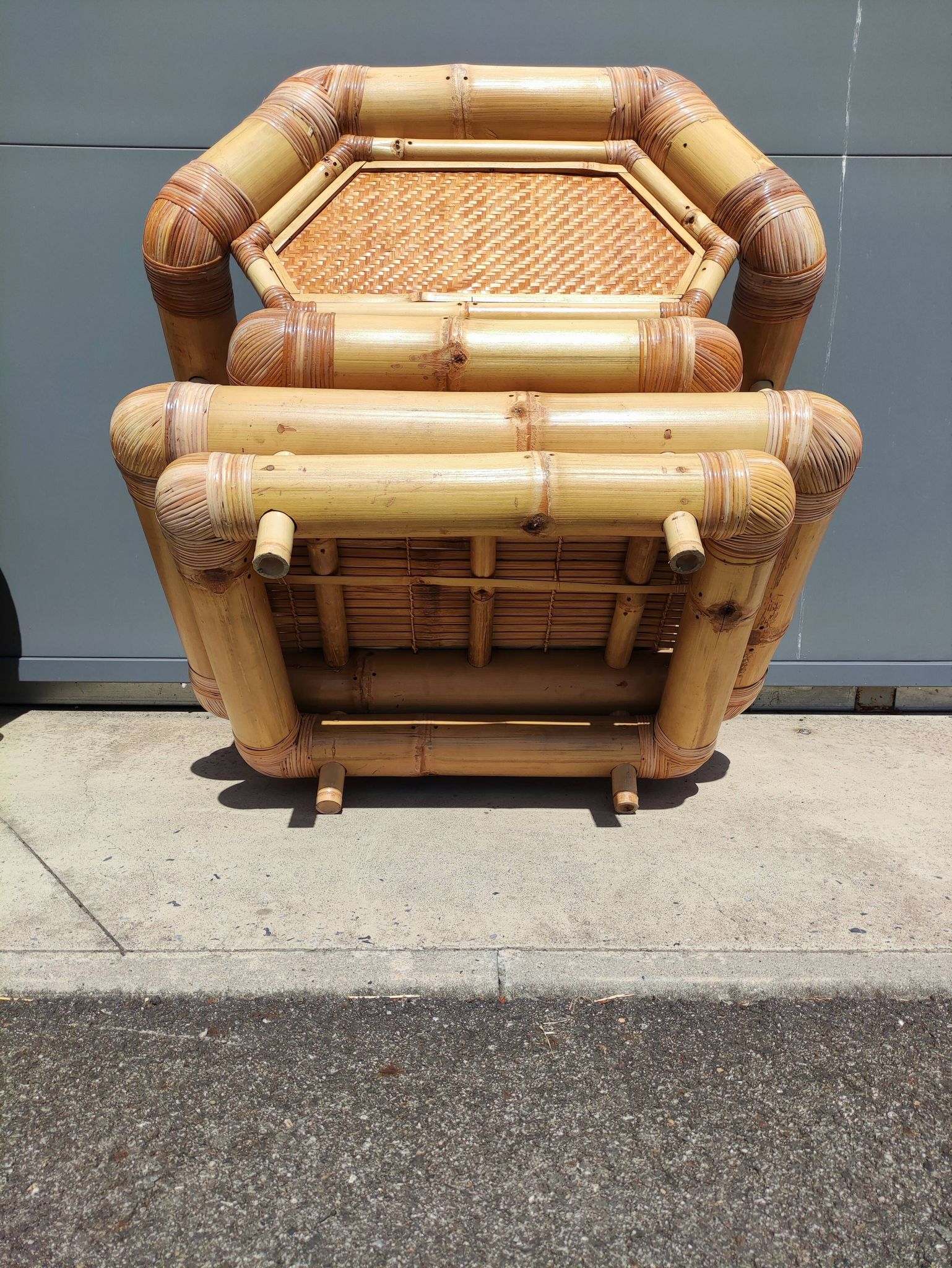 Paire de fauteuils en bambou