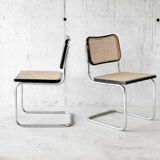 Pair of chairs cesca B32 black by Marcel Breuer