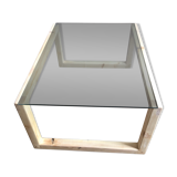 Solid wood table (pine) and glass top