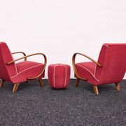 Fauteuils et tabourets Art Déco Jindřich Halabala H-530 années 1940, Up Závody