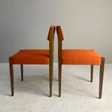 Set of 4 1960’s mid century dining chairs with orange fabric upholstery