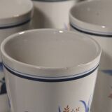12 vintage mazagrans in earthenware, with a blue floral design.