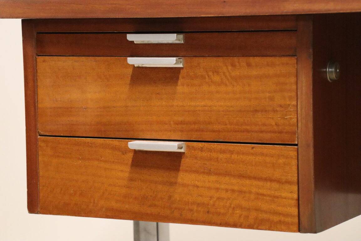 Vintage desk by George Nelson in wood and aluminum, 1960s
