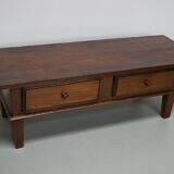 Table basse rustique en châtaignier de style campagnard espagnol du XIXe siècle