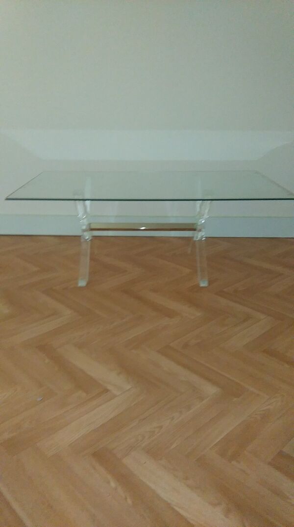 Table basse verre et plexiglas années 70