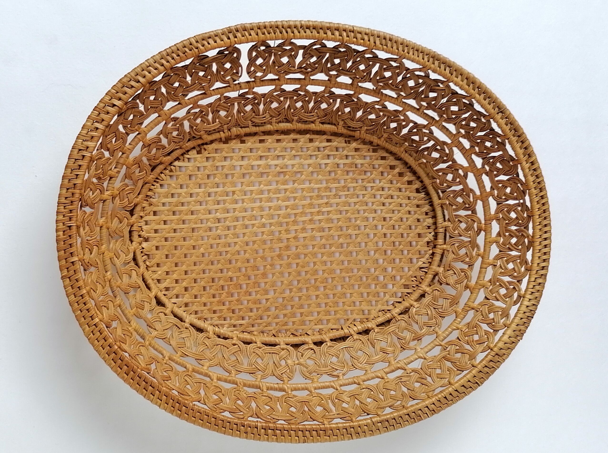 Old basket braided in rattan