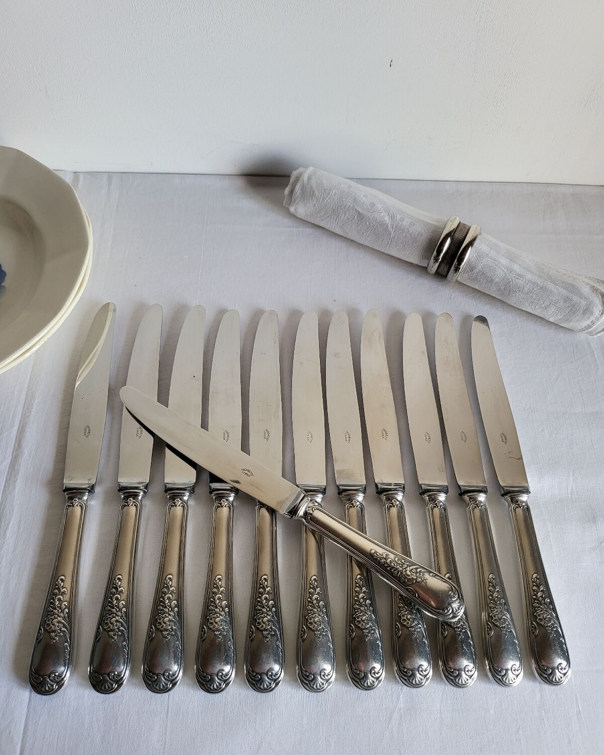 12 silver-plated table knives with stainless steel blades nogent