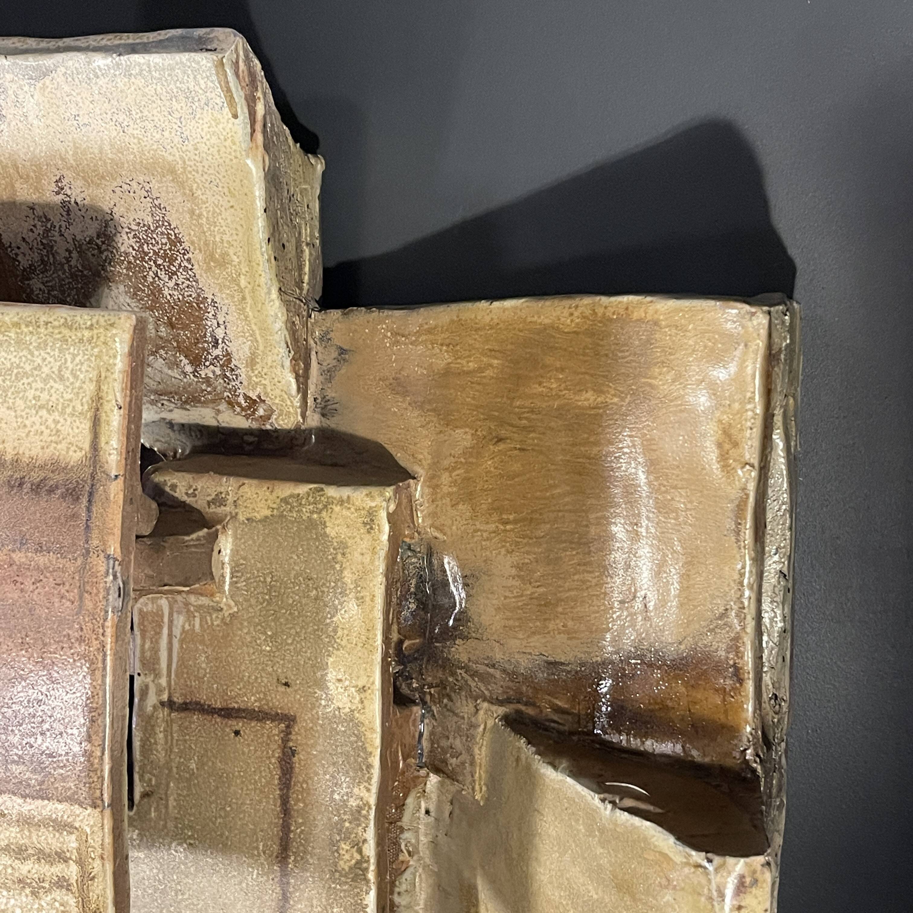 Wall light by jean-michel savary, brutalist lamp / abstract sandstone sculpture, ca 1980