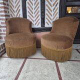 Pair of Napoleon III toad armchairs