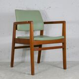 Scandinavian armchair, wood and imitation leather, circa 1975
