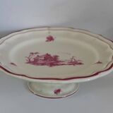 Service Gien "Paysage rose" original 2 plat à gateau + 8 assiette à dessert