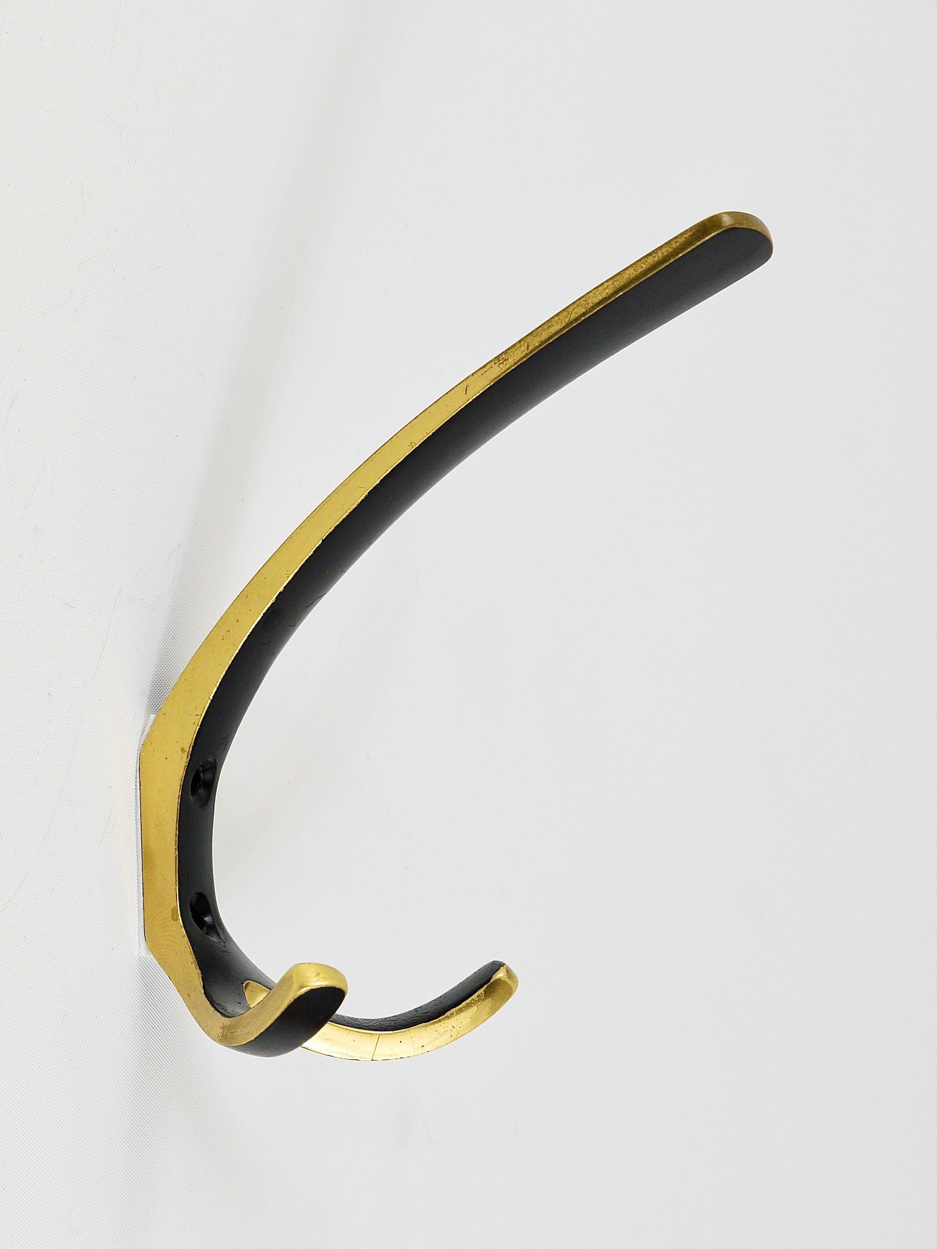 Up to 2 double wall hooks in brass from the mid-century by Herta Baller, Austria, 1950s.