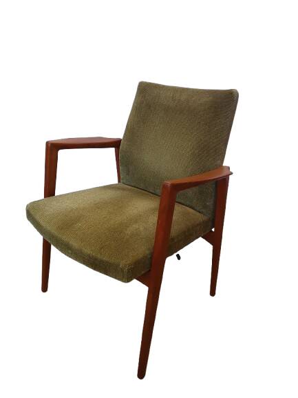 Fauteuil de bureau scandinave en teck et velours vert