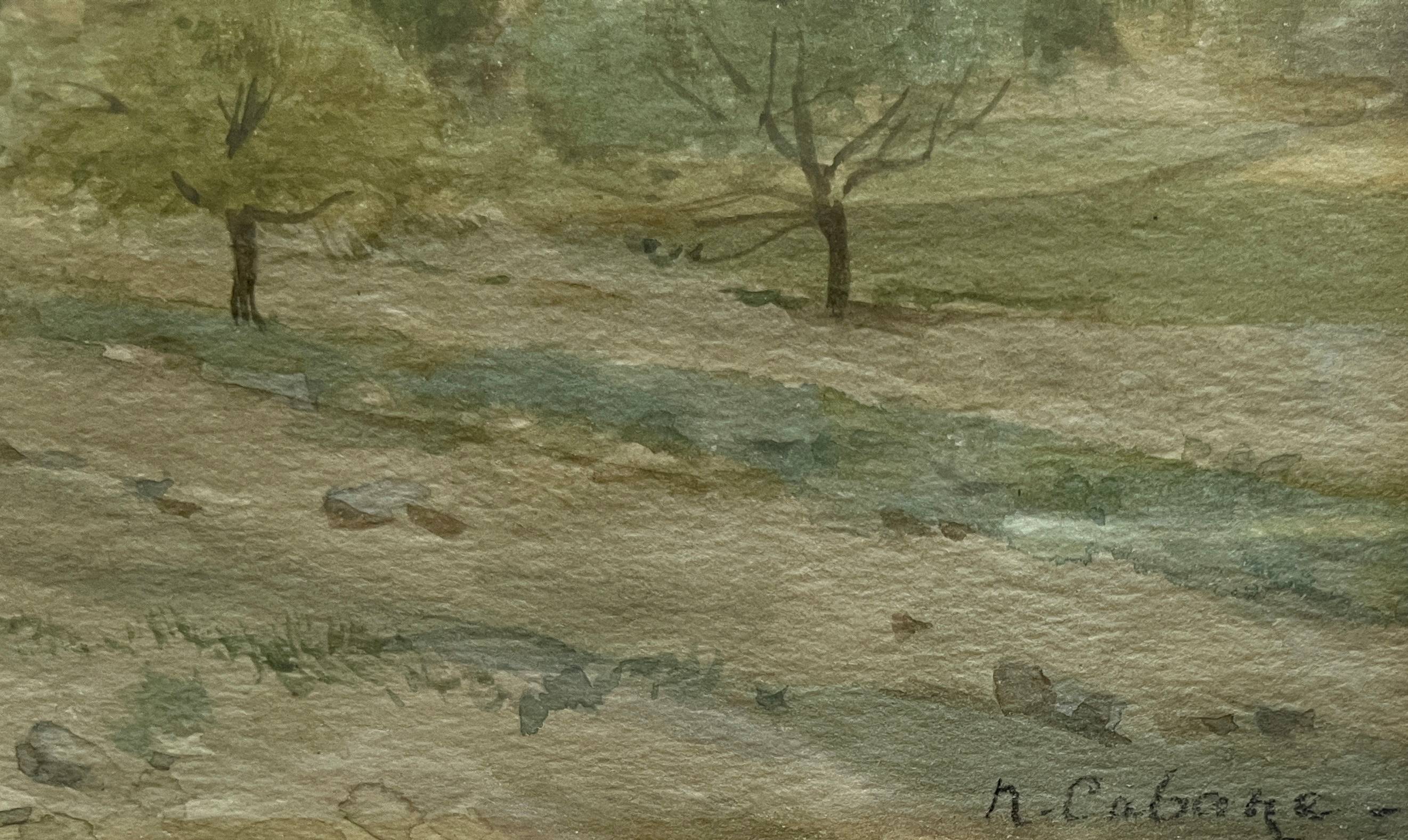 Watercolor painting Florian N. CABANE (1831-1922) Provençal painter