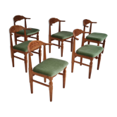 Danish design by Henning Kjærnulf, set of dining chairs, solid oak 70