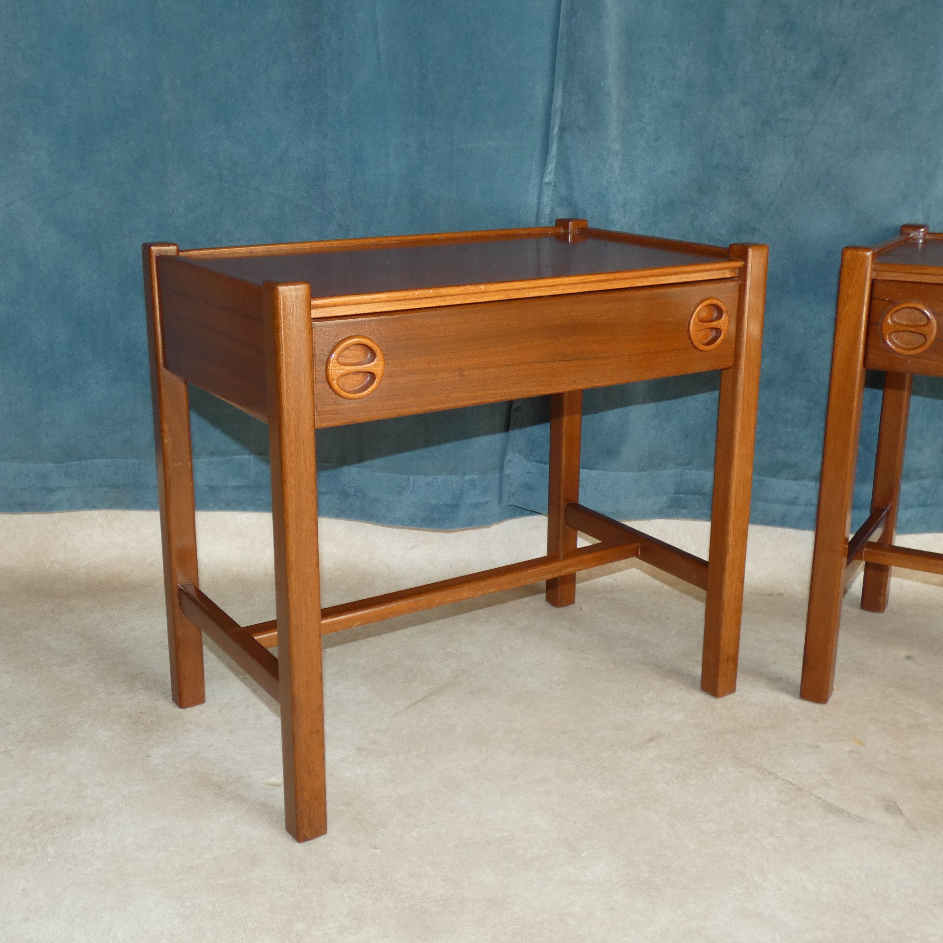 Pair of bedside tables in teak veneer circa 1970 scandinavian work