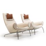 Early Pair Hans Wegner Queen Chairs by Johannes Hansen c.1960 / New Upholst