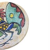 Plate polychrome rooster decoration toledo 1950s