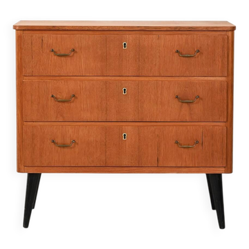 Scandinavian teak chest of drawers with black legs
