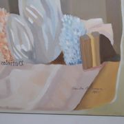 Huile sur toile, nature morte aux coraux, Paula Salonen, 1990
