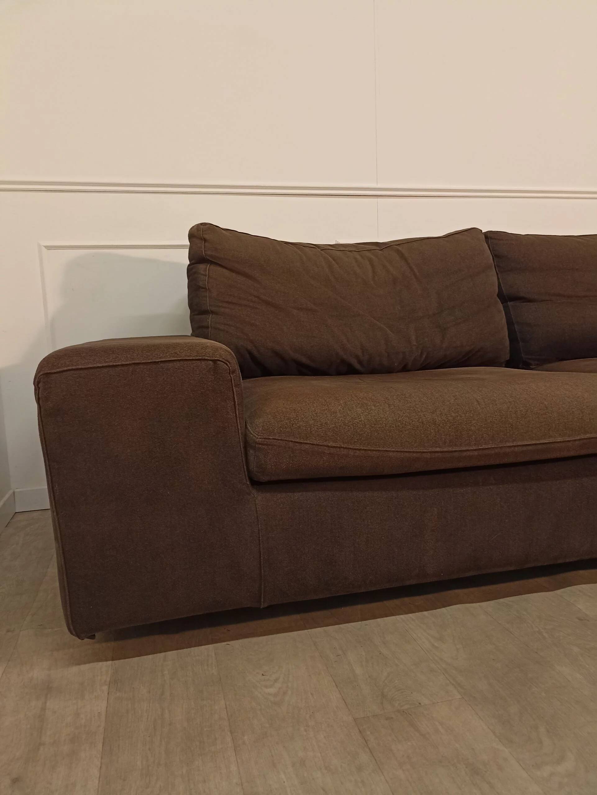 Large brown fabric sofa, excellent quality