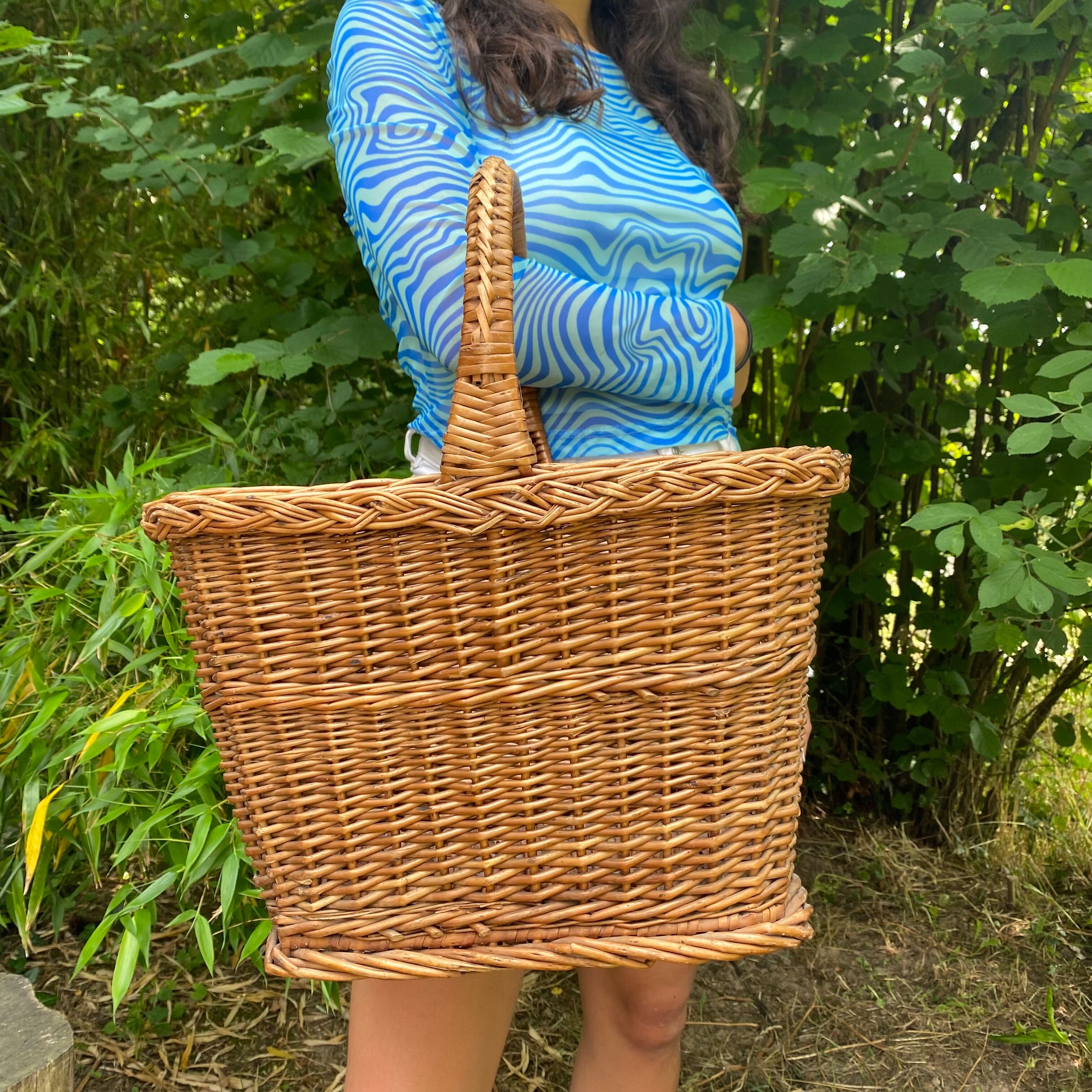 Vintage basket in woven rattan