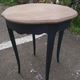 Healed solid oak style Louis XV duck blue base.