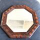 Octagonal mirror, glossy varnished oak, Art Deco.