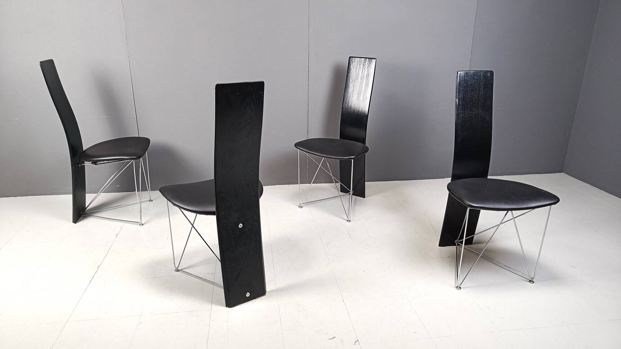 Set of 4 Concorde Dining Chairs with Leather Seats by Torstein Flatøy for Bahus