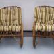 Franco Albini style, pair of rattan and bamboo rocking chairs. Italy 1950s