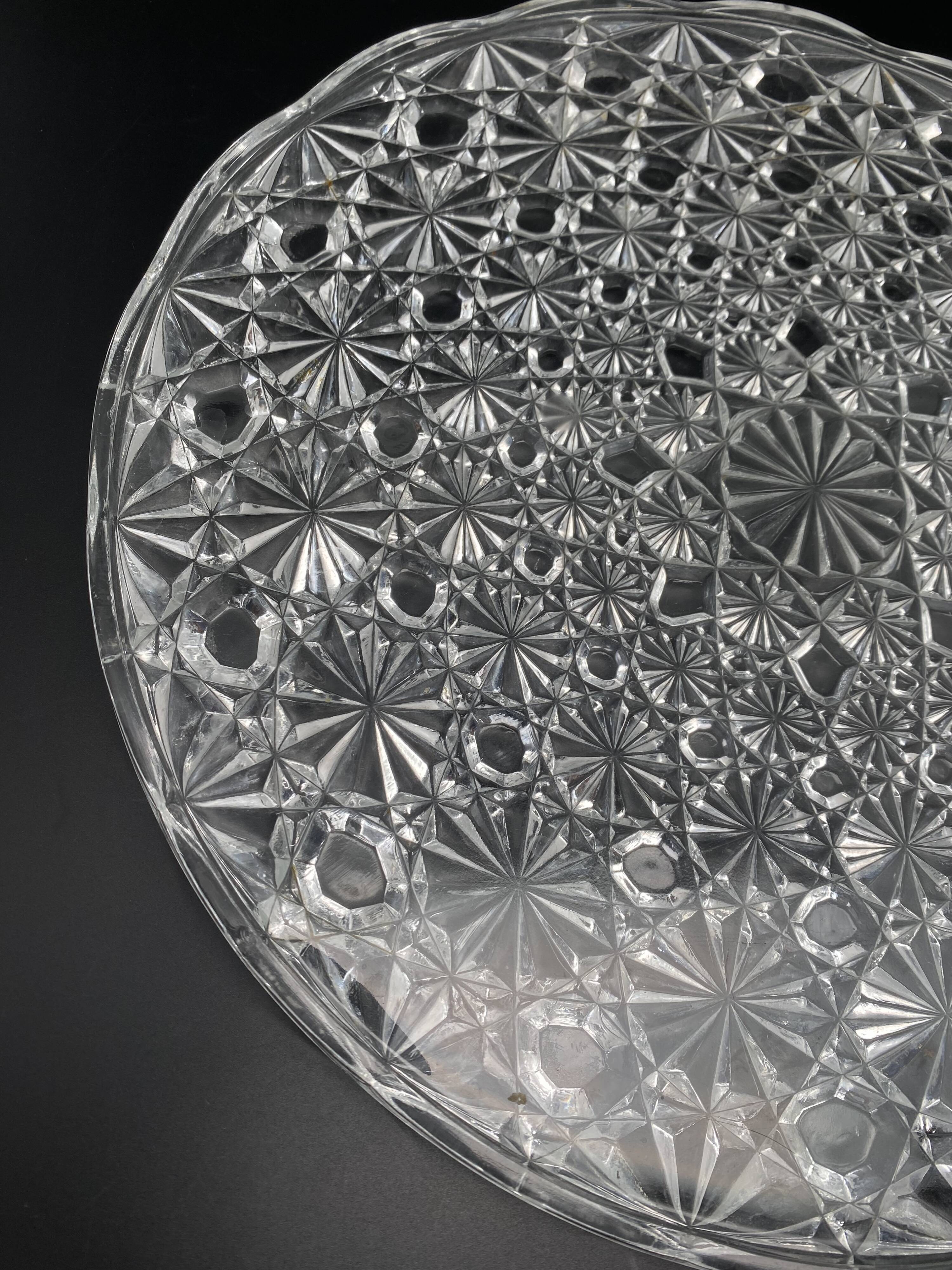 Serving dish and worked glass presentation