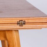 Restored Midcentury Beech Oak Folding Table, Revived Polish, Czechia, 1950s