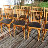 10 baumann chairs no. 12 black faux leather light beech