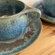 Paire tasse et sous tasse grès signes Denbac