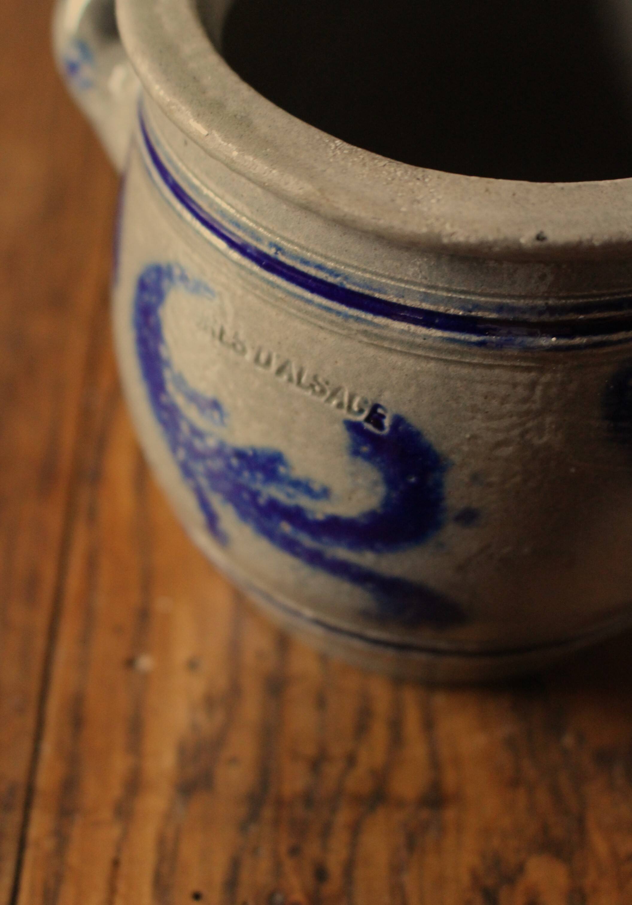 Blue gray Alsace stoneware pot