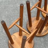 Set of 3 vintage pine stools from the 60s
