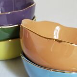Six vintage multicolored ceramic bowls-cups