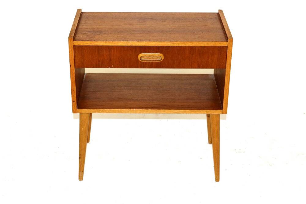 Scandinavian bedside table in teak and oak, Sweden, 1960.