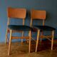 Pair of Danish teak chairs in petrol blue-green, 1960s
