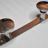 Coat rack in chrome metal art deco style, 2 hooks, 25 cm