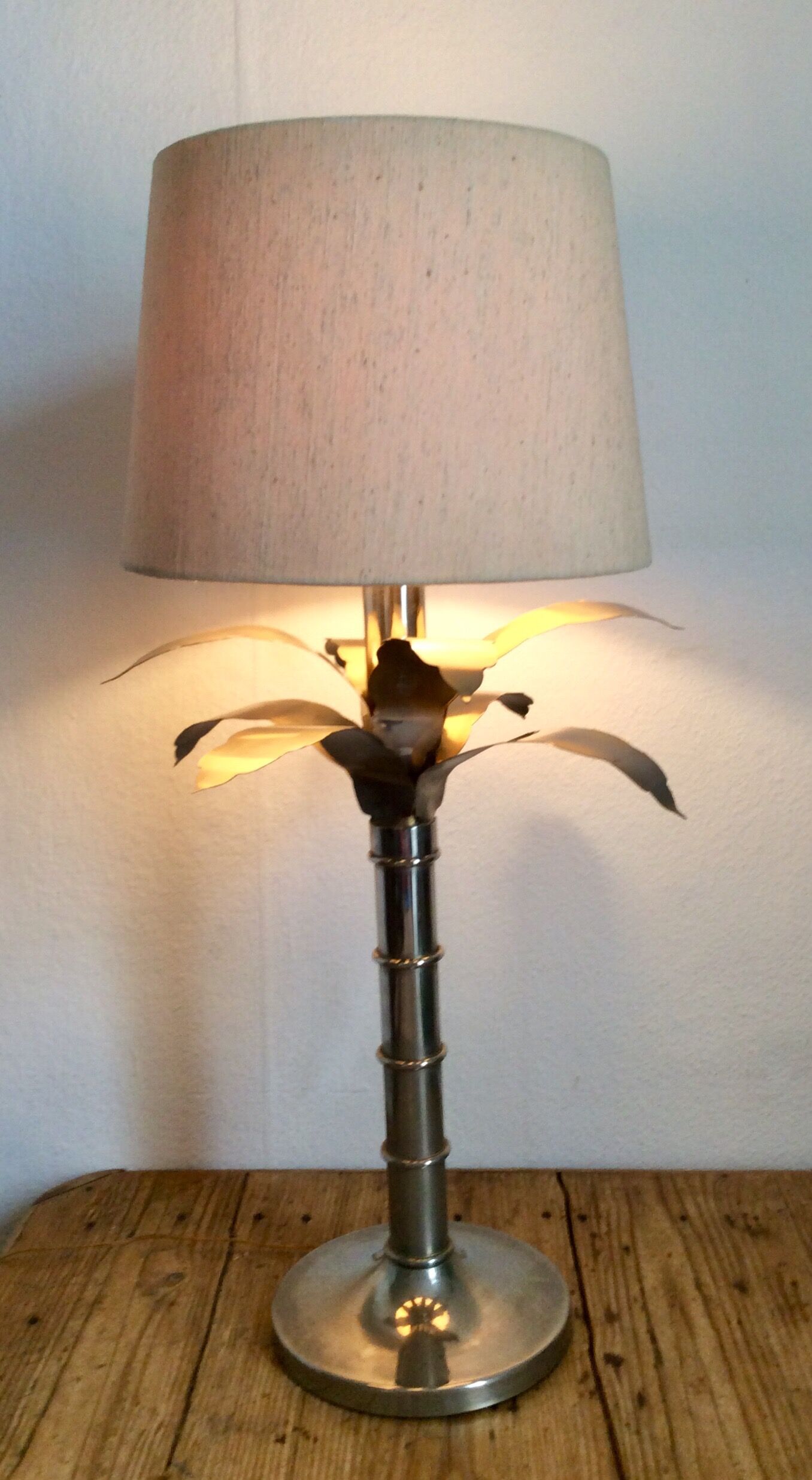 Nickel-plated brass, 70/80s Italy Palm lamp