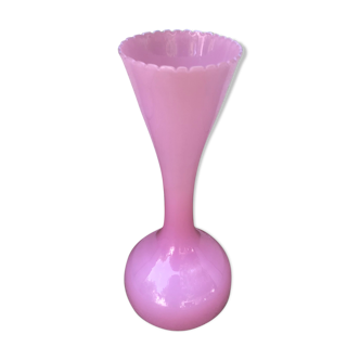 Former opaline rose col corolle vintage 70s vase