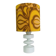 Temde lamp with turned wood and a seventies lampshade.