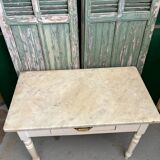 Kitchen table in wood and Carrara marble