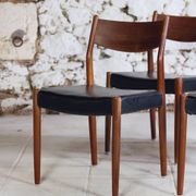 4 Scandinavian Fristho Franeker chairs in teak and skai, 1960.