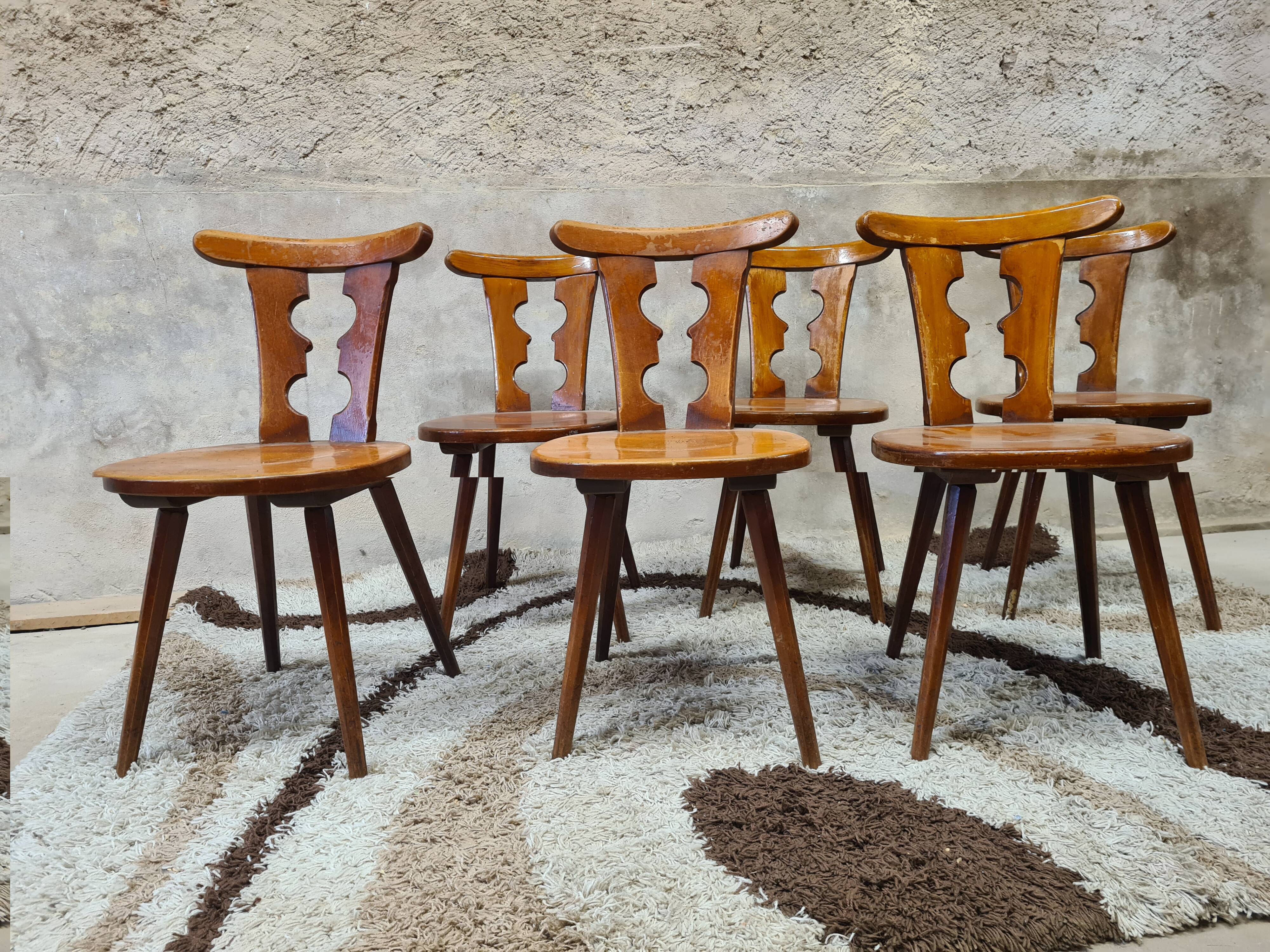 Set of 6 chairs brutalist bistro Bombenstabil year 1960