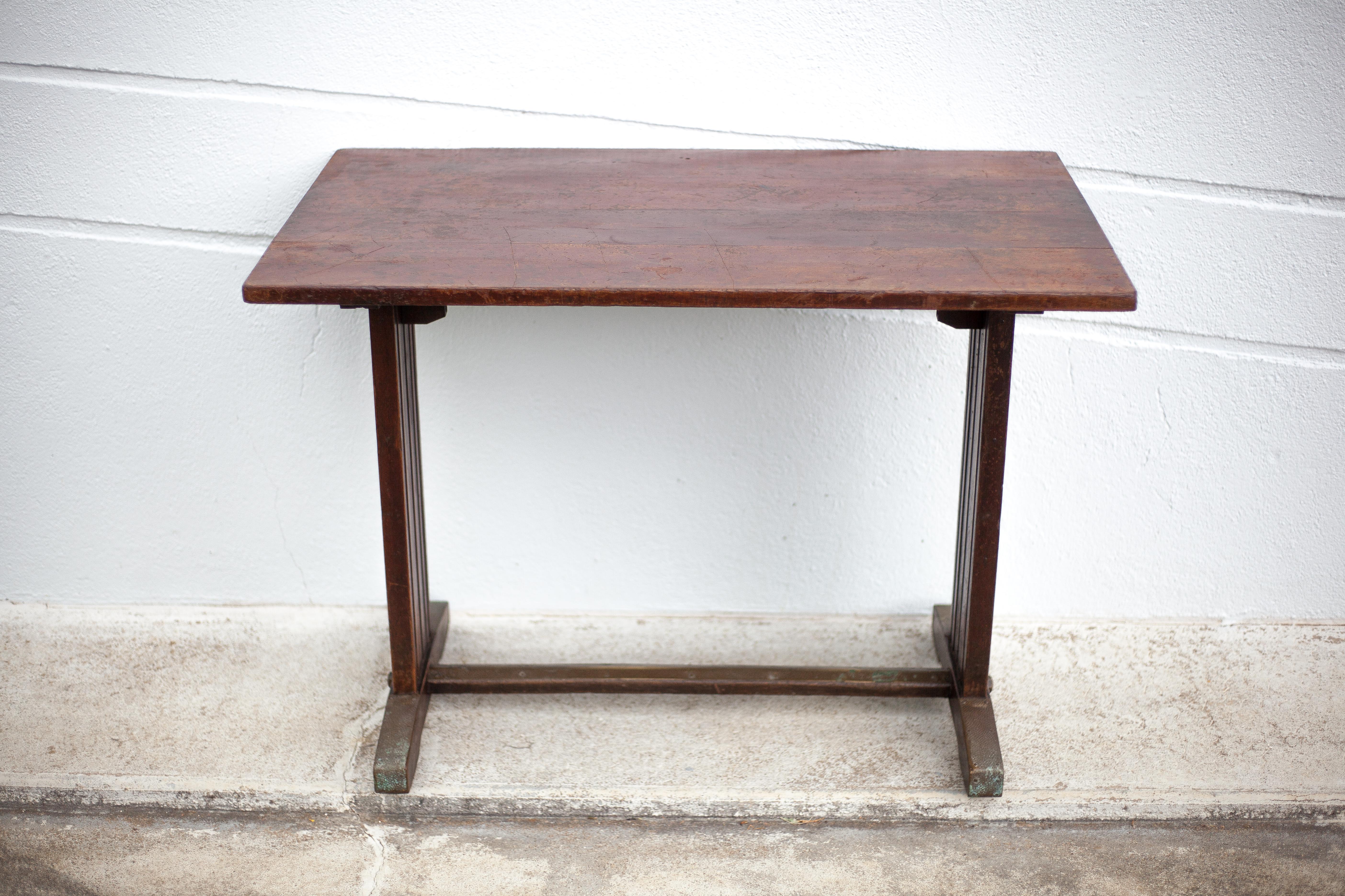 Art deco bistro table, wood and brass bistro table, wood table, art deco, kitchen, 30's