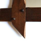 Rectangular mirror with bevelled wooden frame, 1970s.